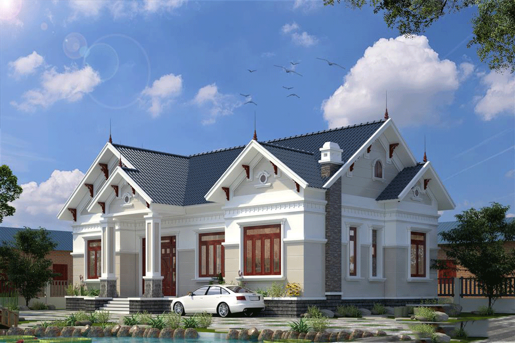 Mẫu nhà mái thái đẹp được nhiều gia đình xây dựng tại nông thôn và thành phố