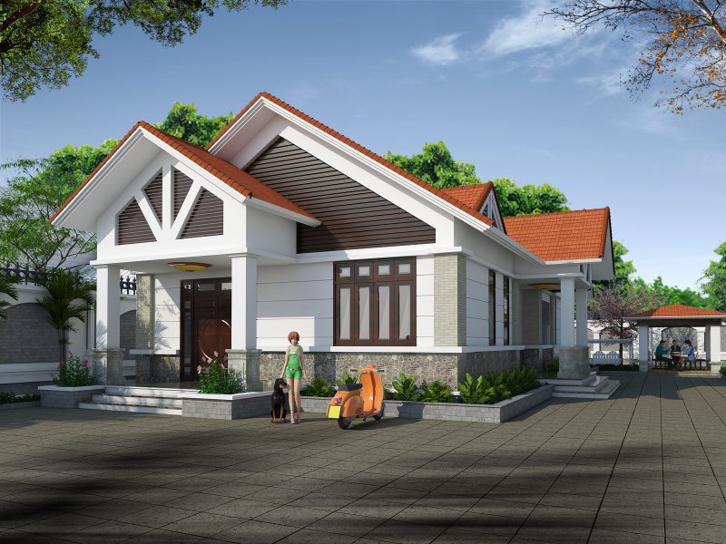Mẫu nhà cấp 4 mái thái - 3 phòng ngủ và một phòng thờ truyền thống