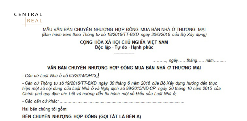 Hợp đồng sang nhượng căn hộ