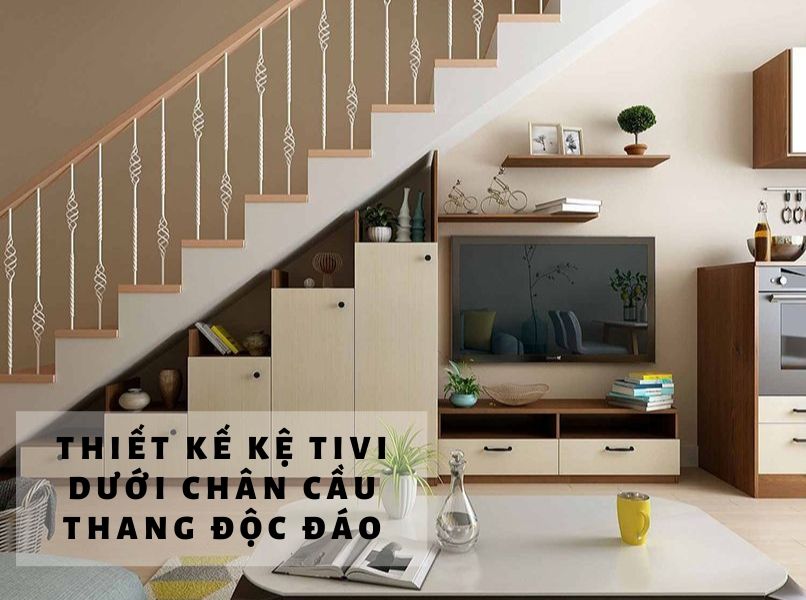 Tận dụng giá sách ngay ở cầu thang