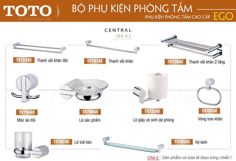 Bộ phụ kiện phòng tắm Royal ToTo rất đa dạng về mẫu mã và chất liệu