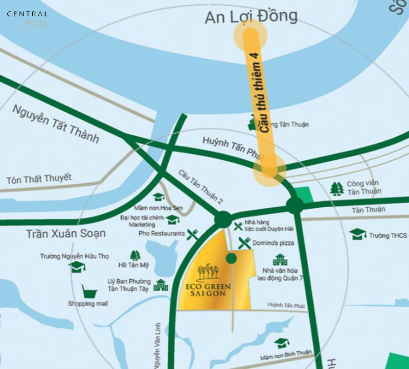 Vị trí cầu Thủ Thiêm 4