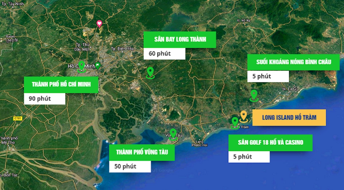  Vị trí tọa lạc vàng của dự án Long Island Novaworld Hồ Tràm