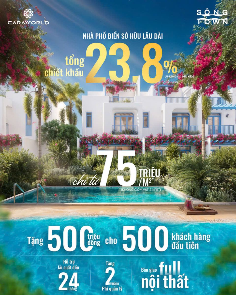 Chính sách ưu đãi cho nhà phố Sông Town
