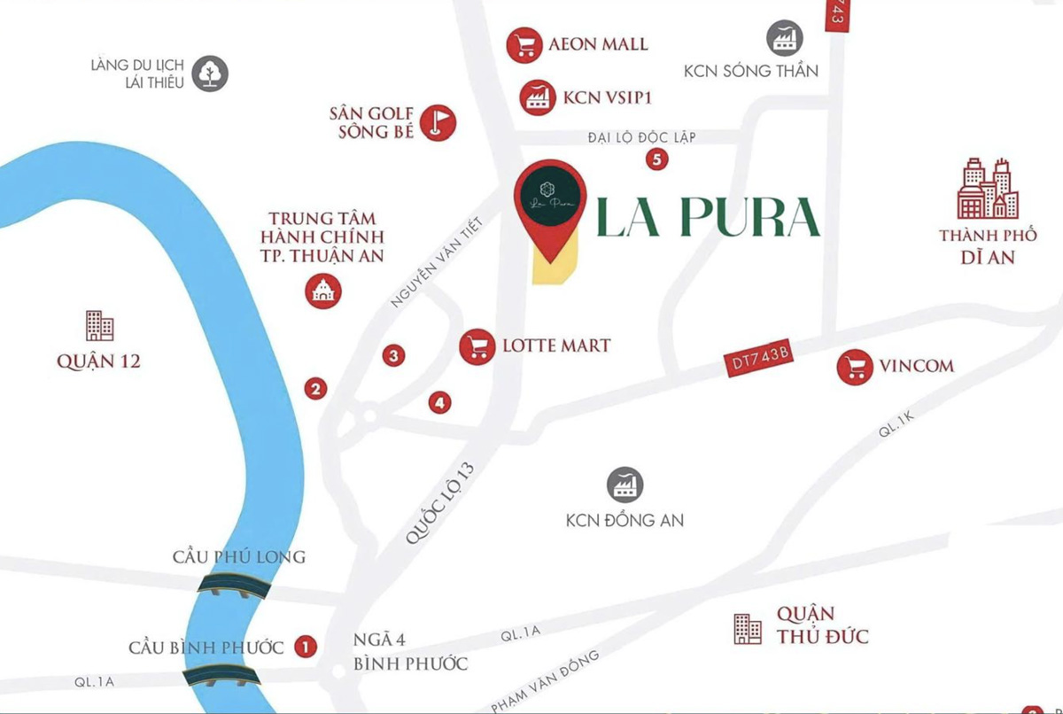 Vị trí dự án La Pura tại quốc lộ 13